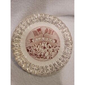 Vintage 10" Alaska Gold Rimmed Plate